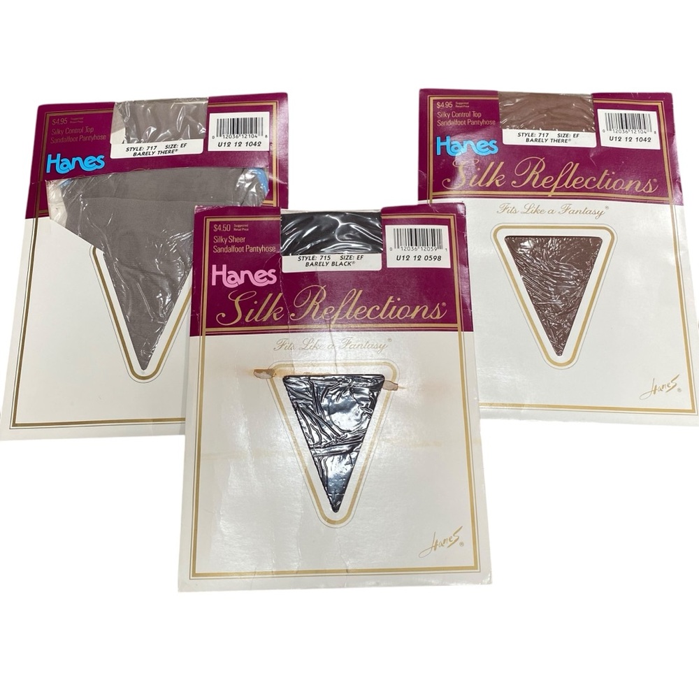 Vintage 1988 Hanes Silk Reflections sz EF Silky Control Top Pantyhose Lot of 3